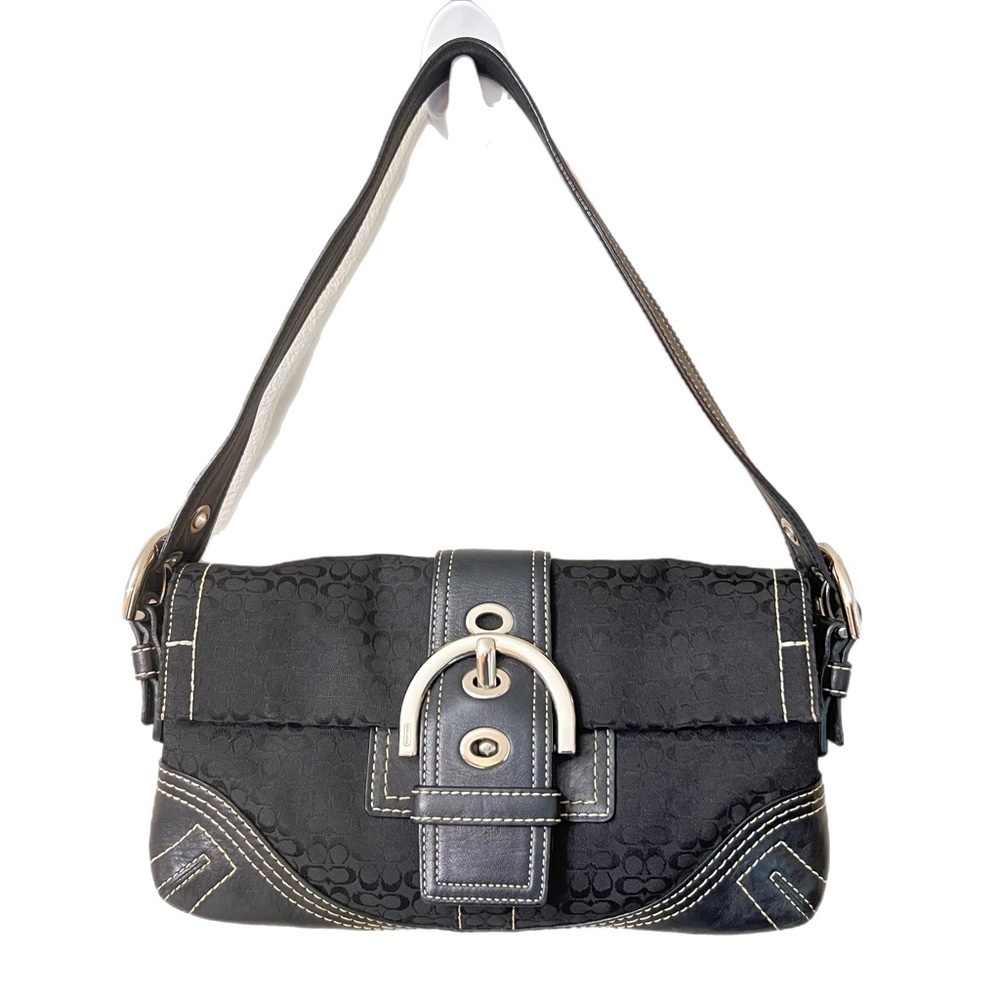 Vintage Coach Soho Black Signature C Pattern Canvas Y2K Hobo Bag F05Q-3628